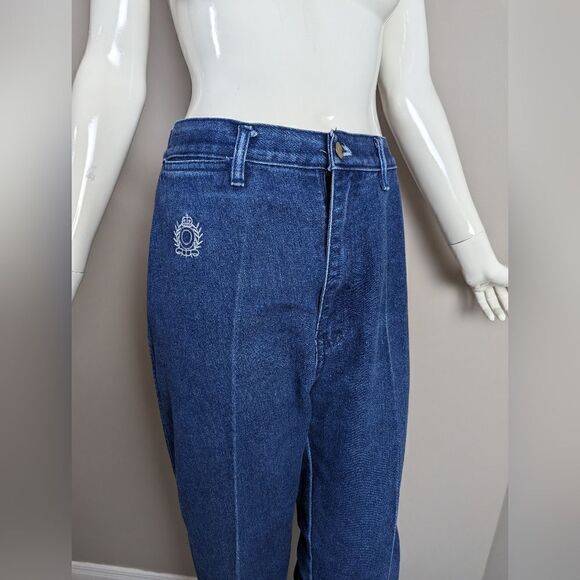 High waisted vintage denim, dark wash jeans mom jeans, 70s 80s - Picture 4 of 7